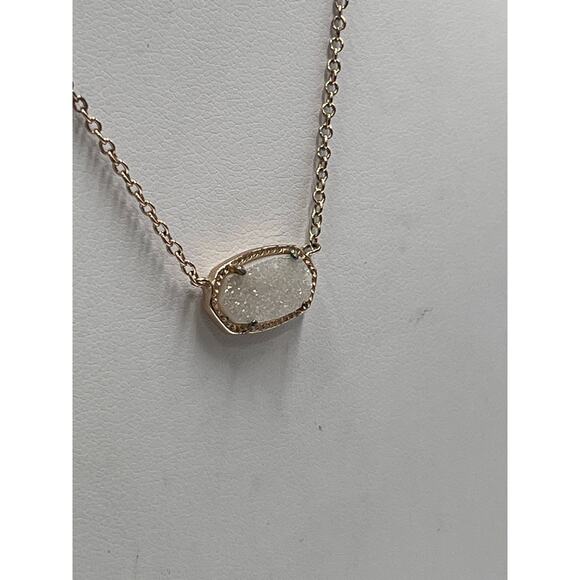 Kendra Scott Gold Plated Elisa White Iridescent Drusy Pendant Necklace - Picture 10 of 12